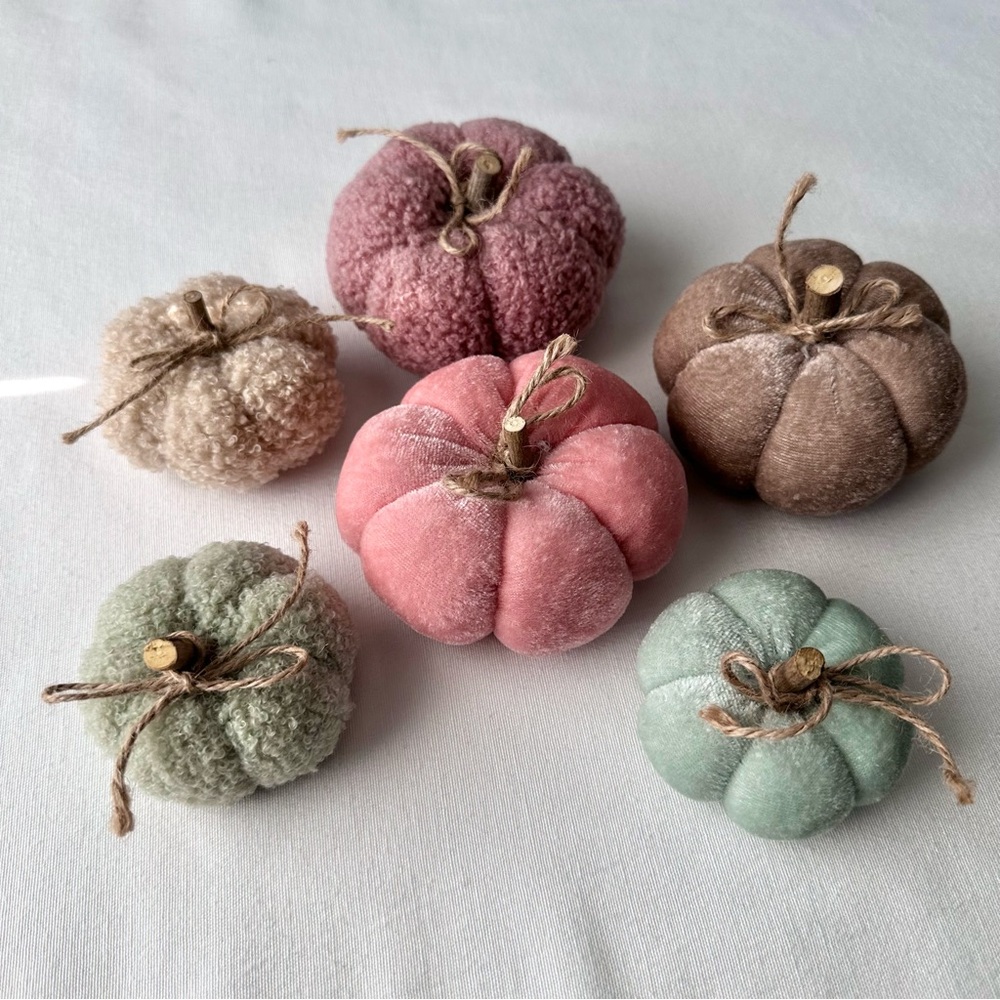 Decorative Fabric Pumpkins Set - Picture 4 of 6